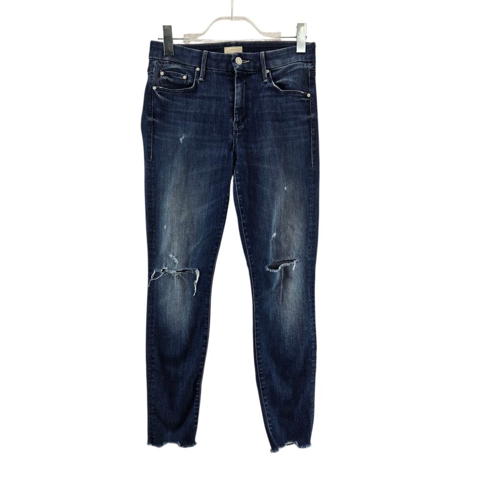 Mother Jeans Womens 27 Looker Ankle Chew Breaking The Law Crop Skinny Distressed